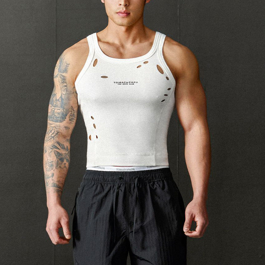 Mens Stretchy Ripped Training Wear Fitness Apparel