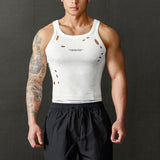 Mens Stretchy Ripped Training Wear Fitness Apparel
